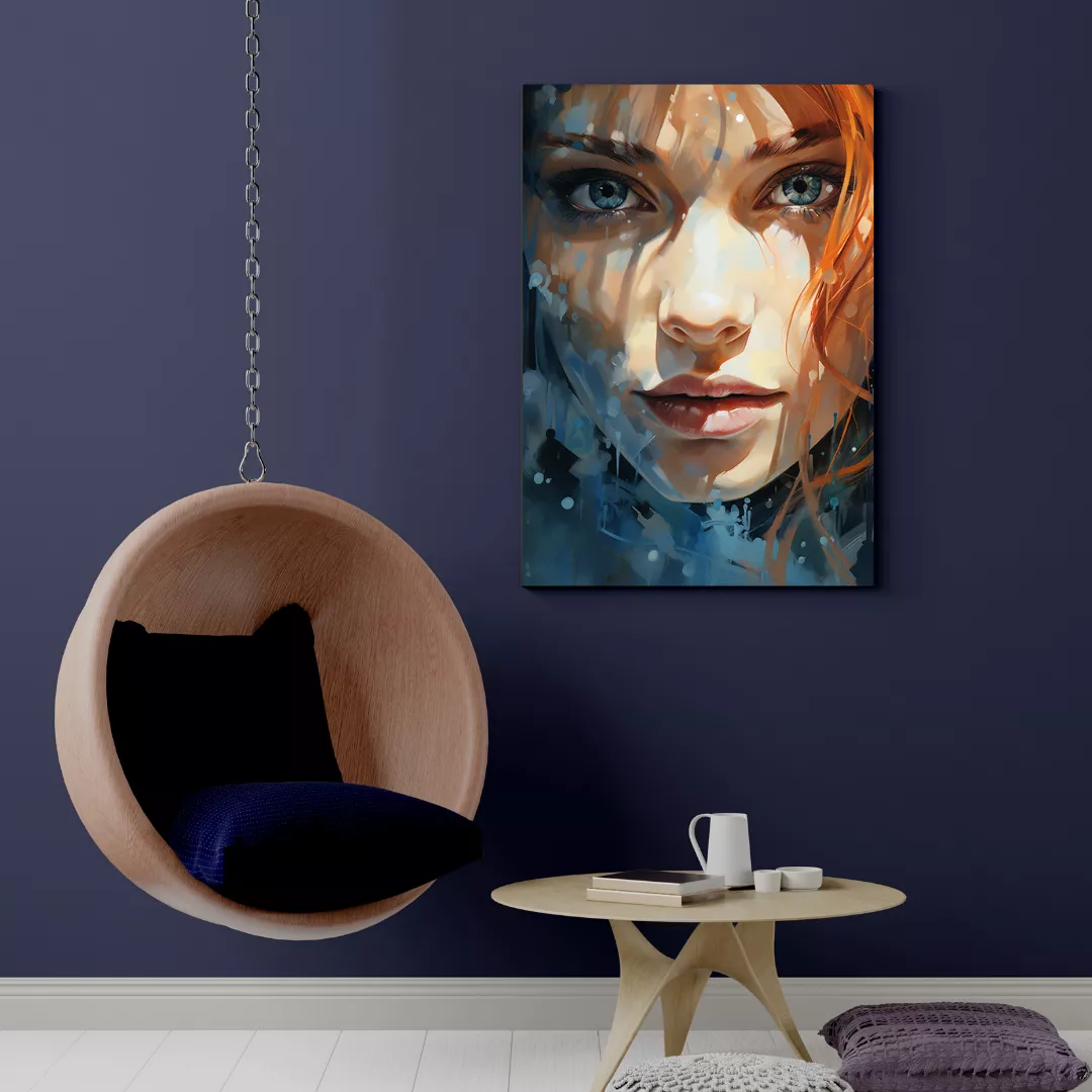 תמונת זכוכית או קנבס - Wet Blue Eyes Redhead
