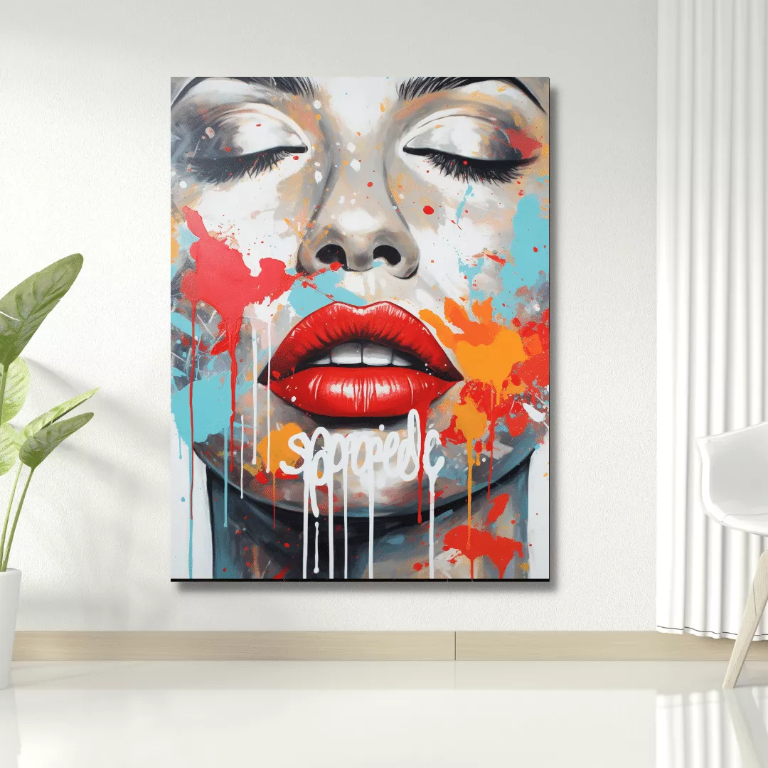 תמונת זכוכית או קנבס - אישה פופ ארט גרפיטי