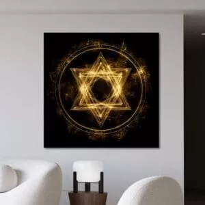 תמונת זכוכית או קנבס - מגן דוד זהב